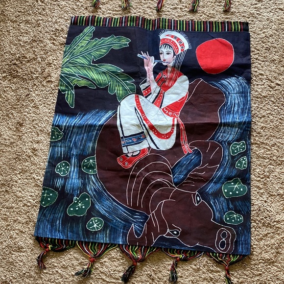 2 - Oriental Wall Hanging Cloth Tapestries - top  has opening for a Rod. - Picture 3 of 8